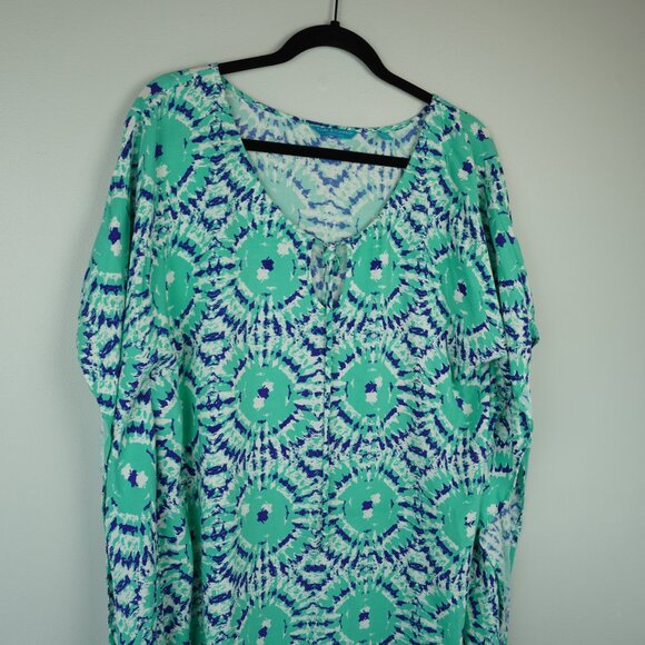 Tori Richard Green and Blue Flowy Dress‎ Size Medium - Picture 3 of 9